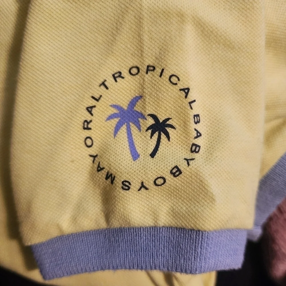 Mayoral Short Sleeve Polo Shirt Bright Yellow Toddler Boys 18M Jeep Print Collar